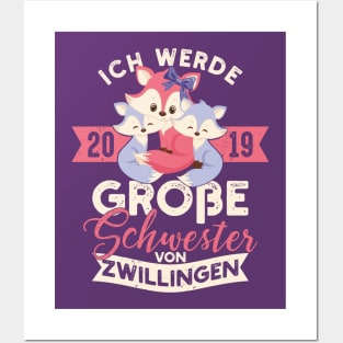 Große Schwester 2019 Baby Füchse Niedlich Süß Geschwister Zwillinge Twins Posters and Art